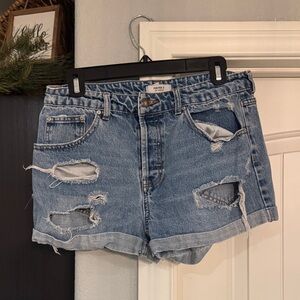 Forever 21 Blue Distressed Jean Shorts